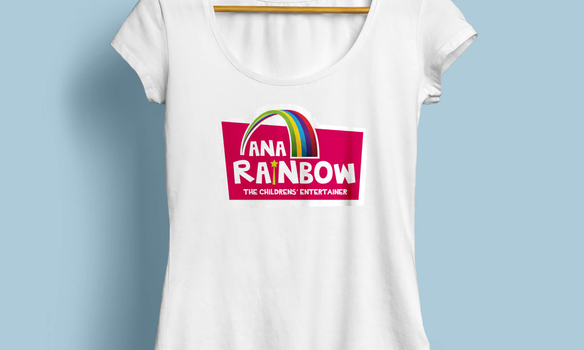 Ana Rainbow logo on t-shirt