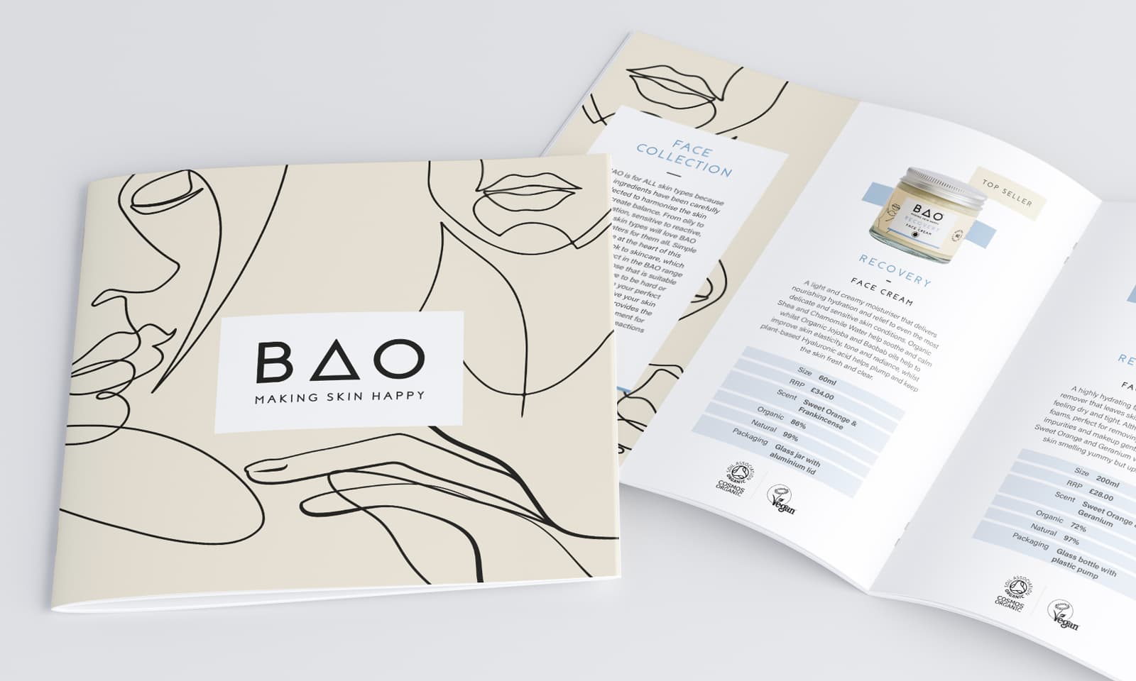 skincare brochure design cover and spread