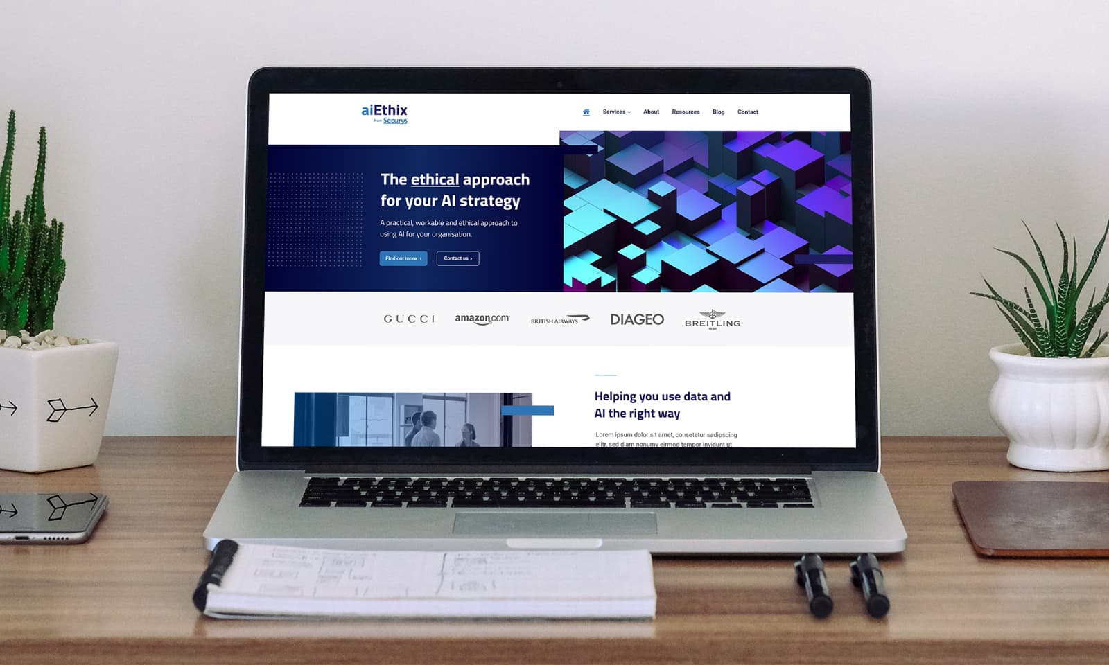 aiEthix website concept for homepage