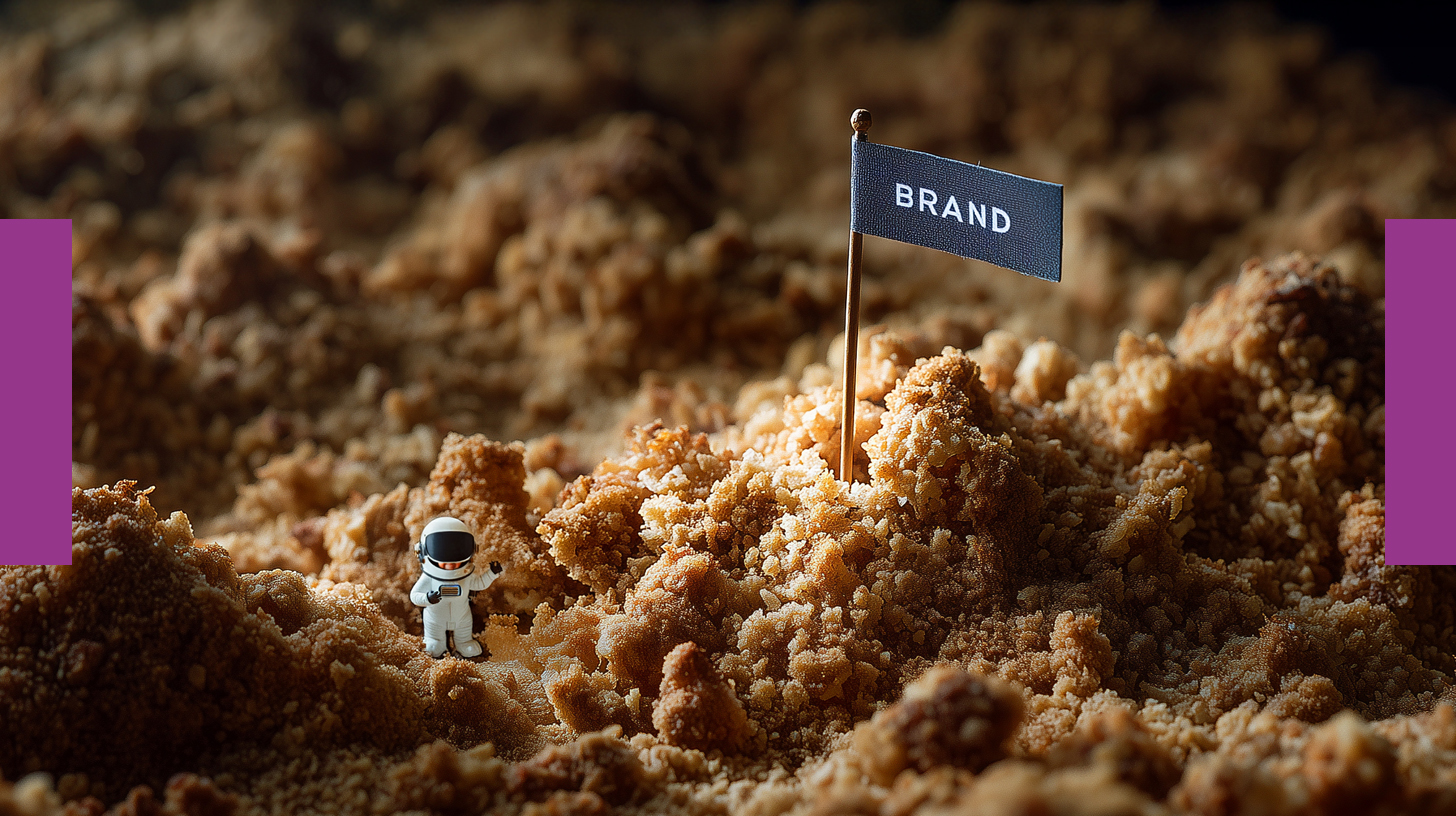 A crumble rendered as a lunar surface - bumpy, lumpy and full of rocks